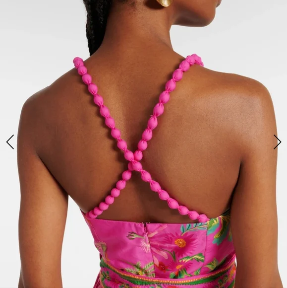 FARM Rio Vibrant Pink Midi Dress with Orange Accents - Picture 7 of 14